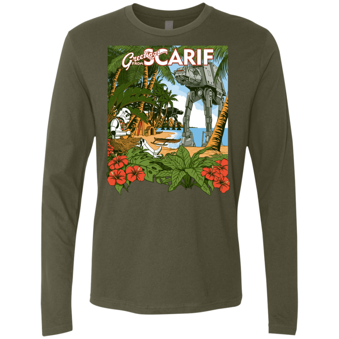 T-Shirts Military Green / S Greetings from Scarif Men's Premium Long Sleeve