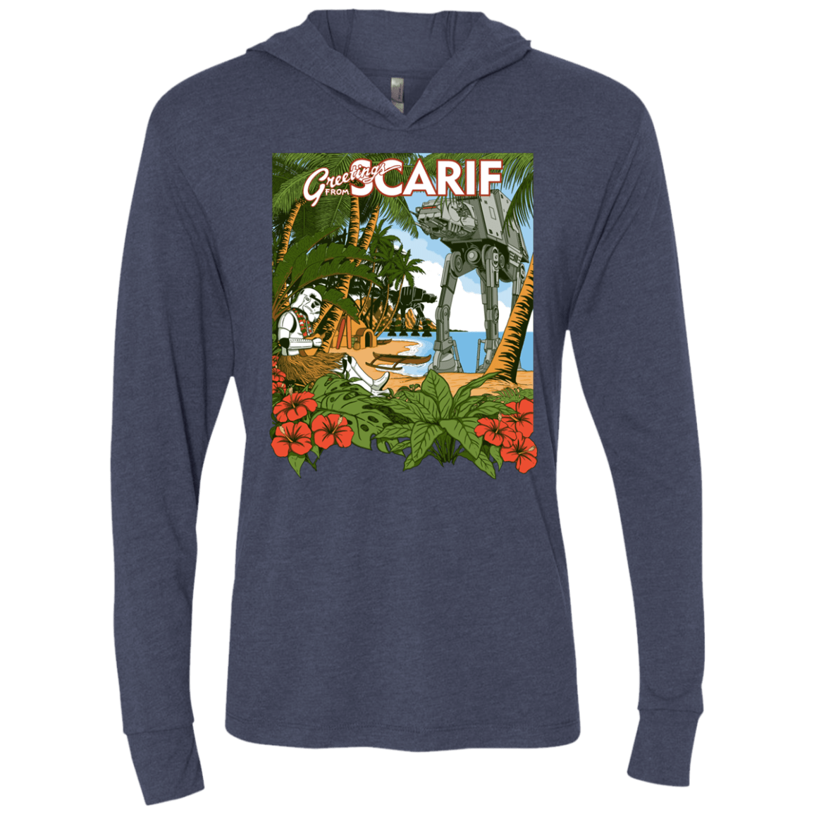 T-Shirts Vintage Navy / X-Small Greetings from Scarif Triblend Long Sleeve Hoodie Tee