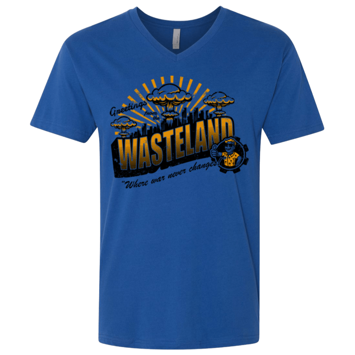 T-Shirts Royal / X-Small Greetings from the Wasteland! Men's Premium V-Neck