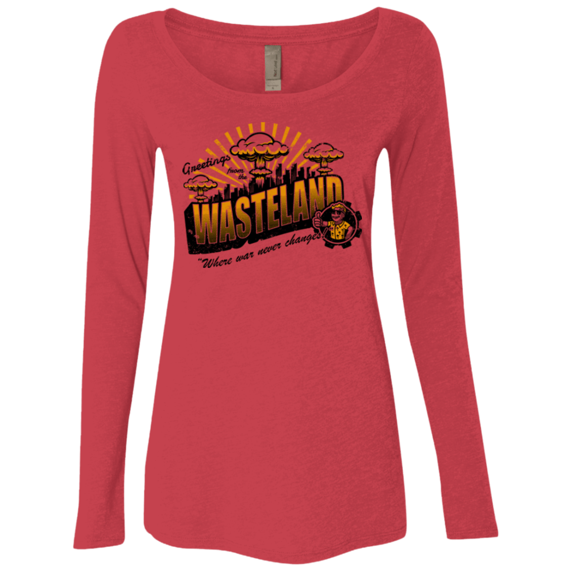T-Shirts Vintage Red / Small Greetings from the Wasteland! Women's Triblend Long Sleeve Shirt