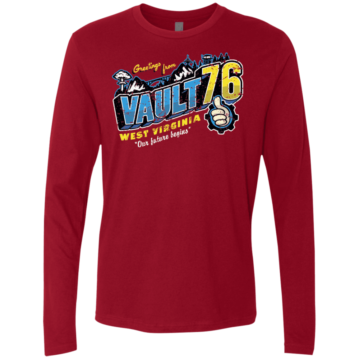 T-Shirts Cardinal / S Greetings from WV Vault Men's Premium Long Sleeve