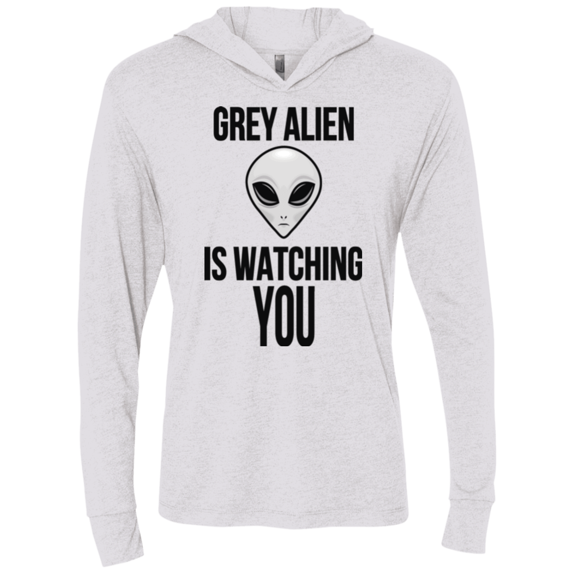 T-Shirts Heather White / X-Small Grey Alien Triblend Long Sleeve Hoodie Tee