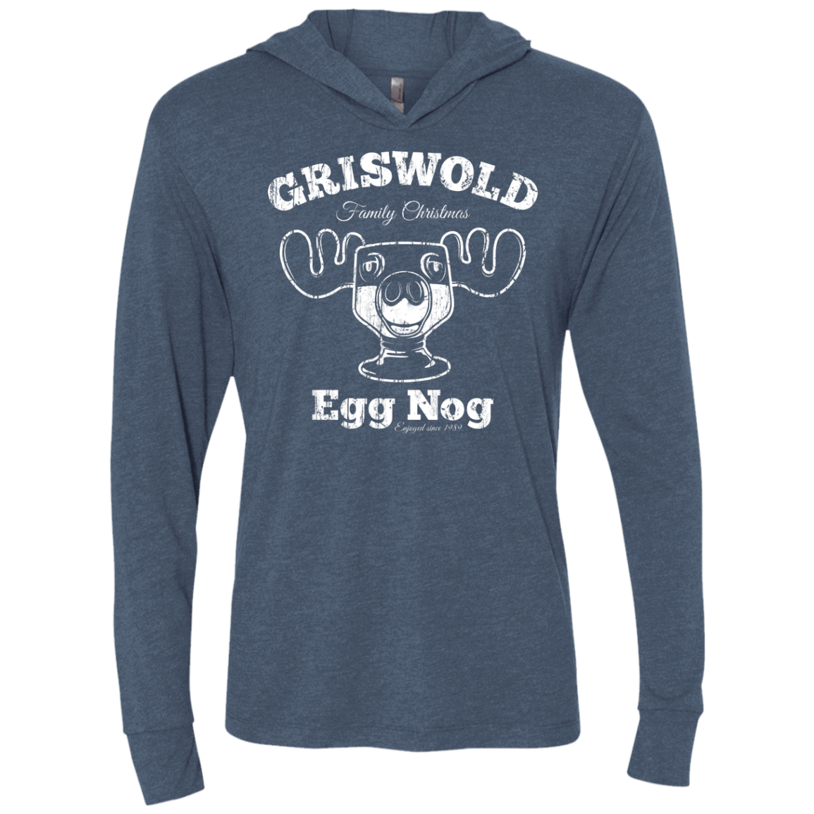 T-Shirts Indigo / X-Small Griswold Christmas Egg Nog Triblend Long Sleeve Hoodie Tee