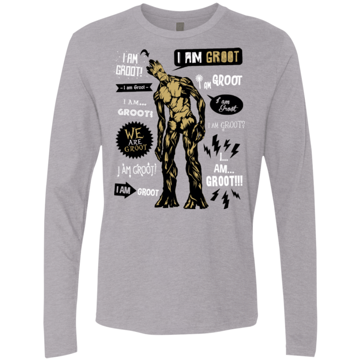 T-Shirts Heather Grey / Small Groot Famous Quotes Men's Premium Long Sleeve