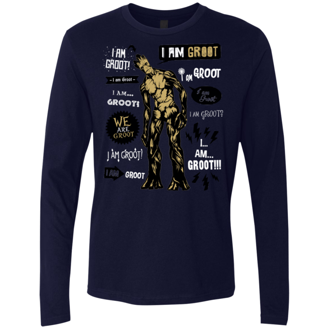 T-Shirts Midnight Navy / Small Groot Famous Quotes Men's Premium Long Sleeve