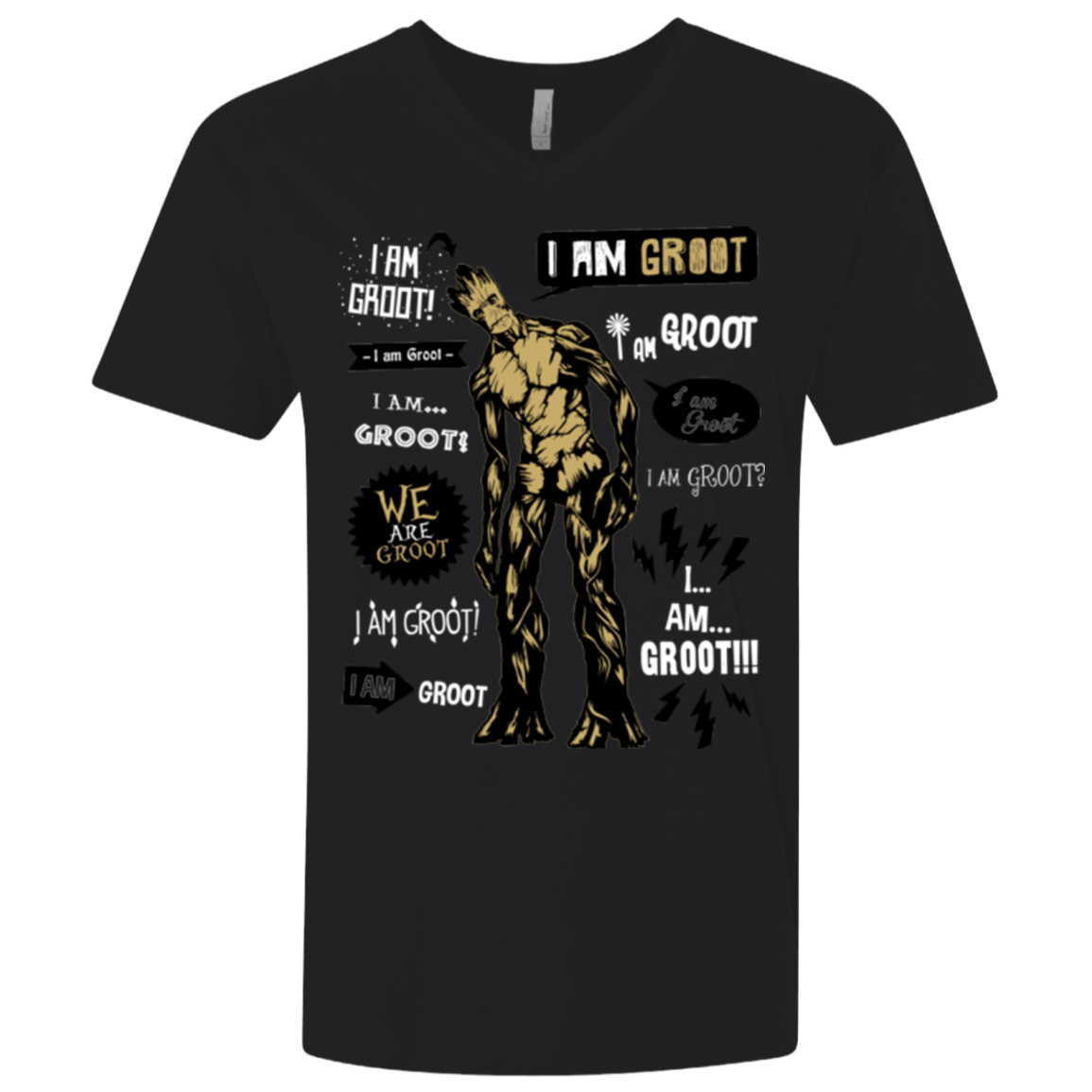 T-Shirts Black / X-Small Groot Famous Quotes Men's Premium V-Neck