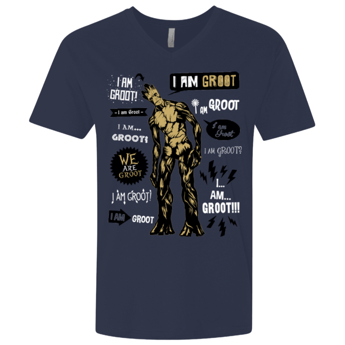 T-Shirts Midnight Navy / X-Small Groot Famous Quotes Men's Premium V-Neck
