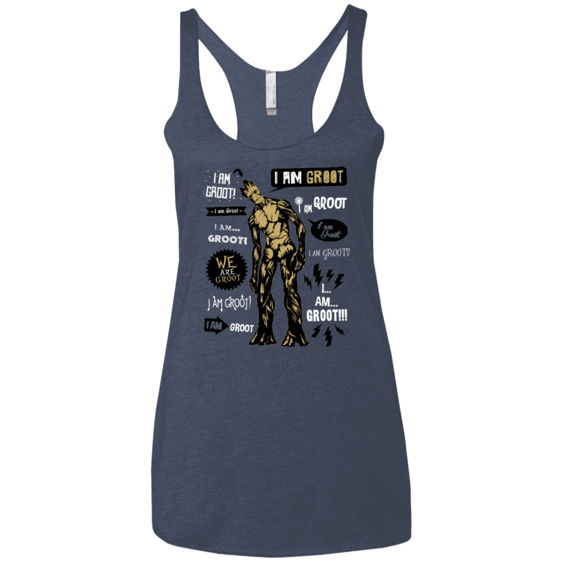 T-Shirts Vintage Navy / X-Small Groot Famous Quotes Women's Triblend Racerback Tank