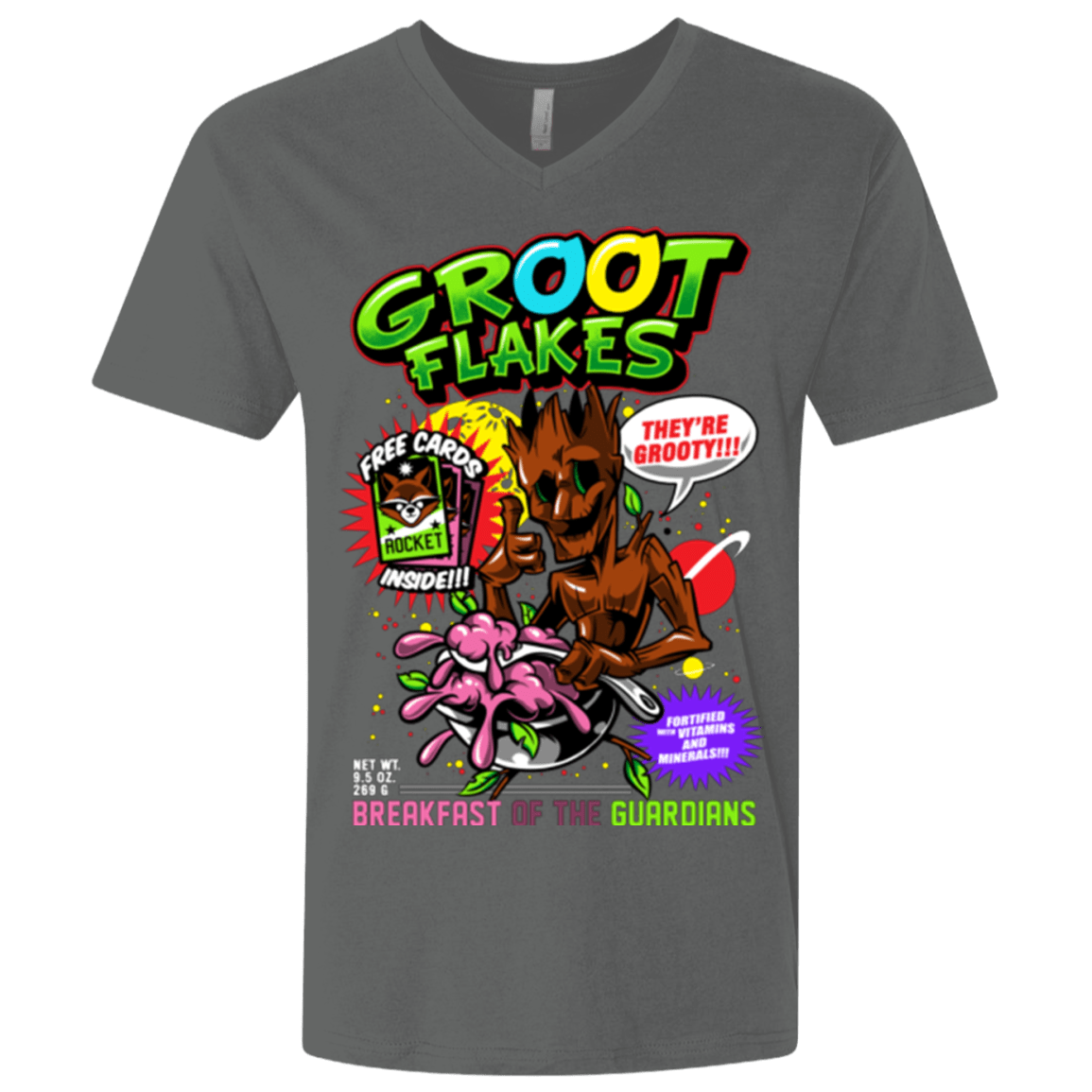 T-Shirts Heavy Metal / X-Small Groot Flakes Men's Premium V-Neck