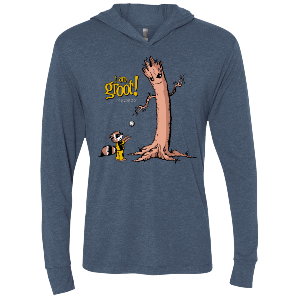 T-Shirts Indigo / X-Small Groot Is Giving Triblend Long Sleeve Hoodie Tee