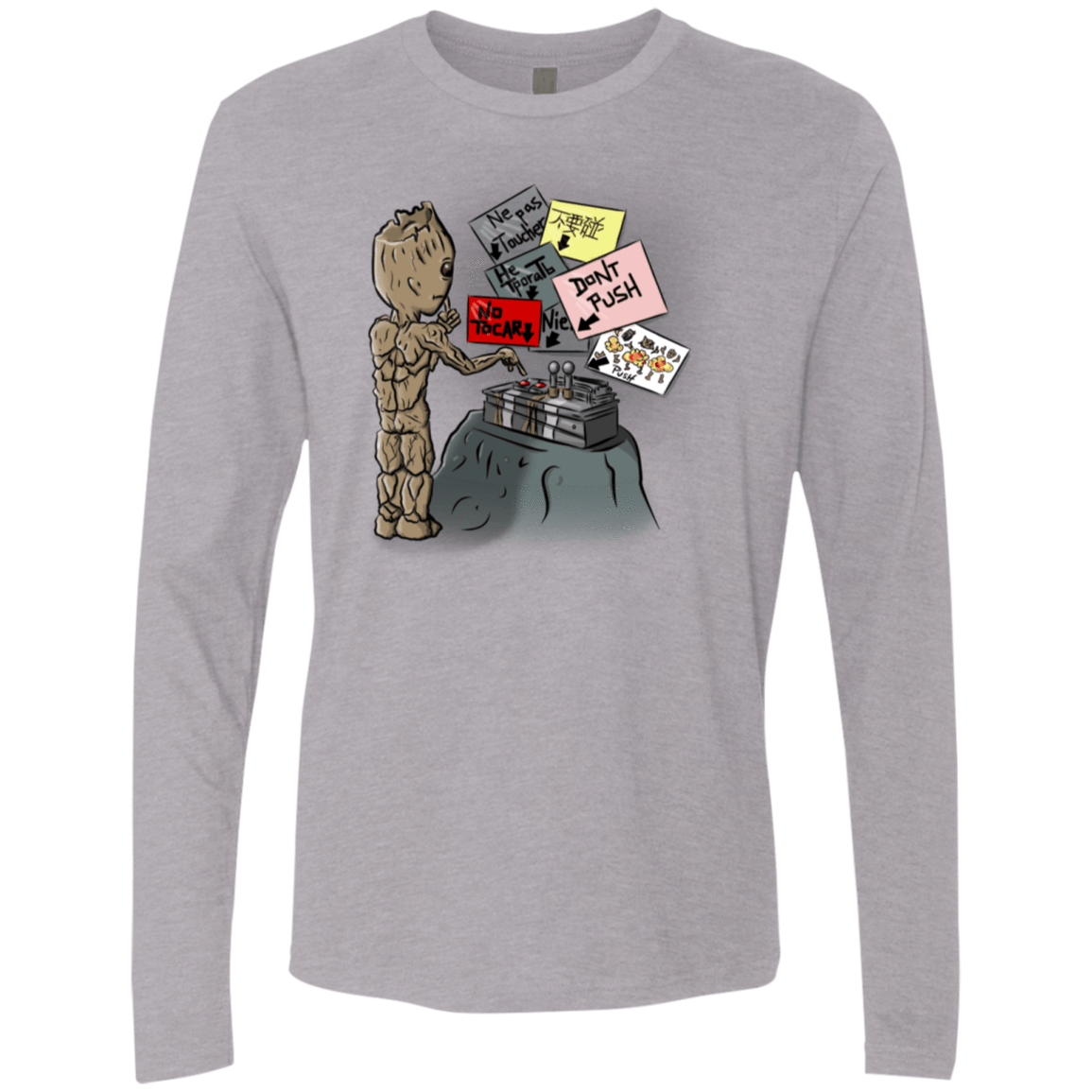 T-Shirts Heather Grey / S Groot No Touch Men's Premium Long Sleeve