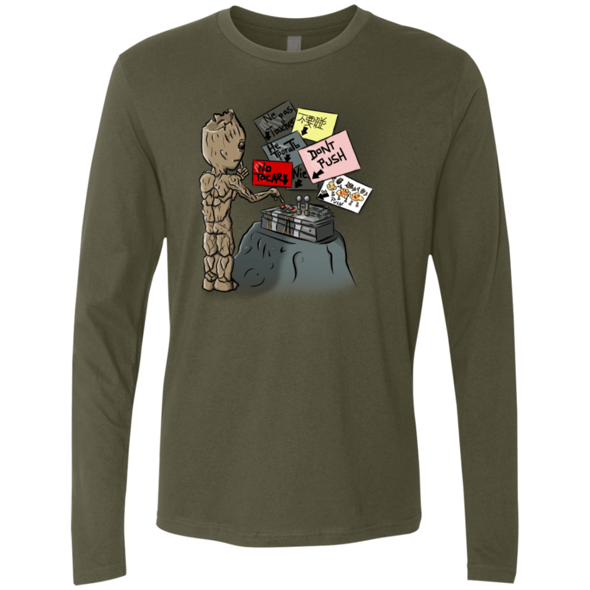 T-Shirts Military Green / S Groot No Touch Men's Premium Long Sleeve