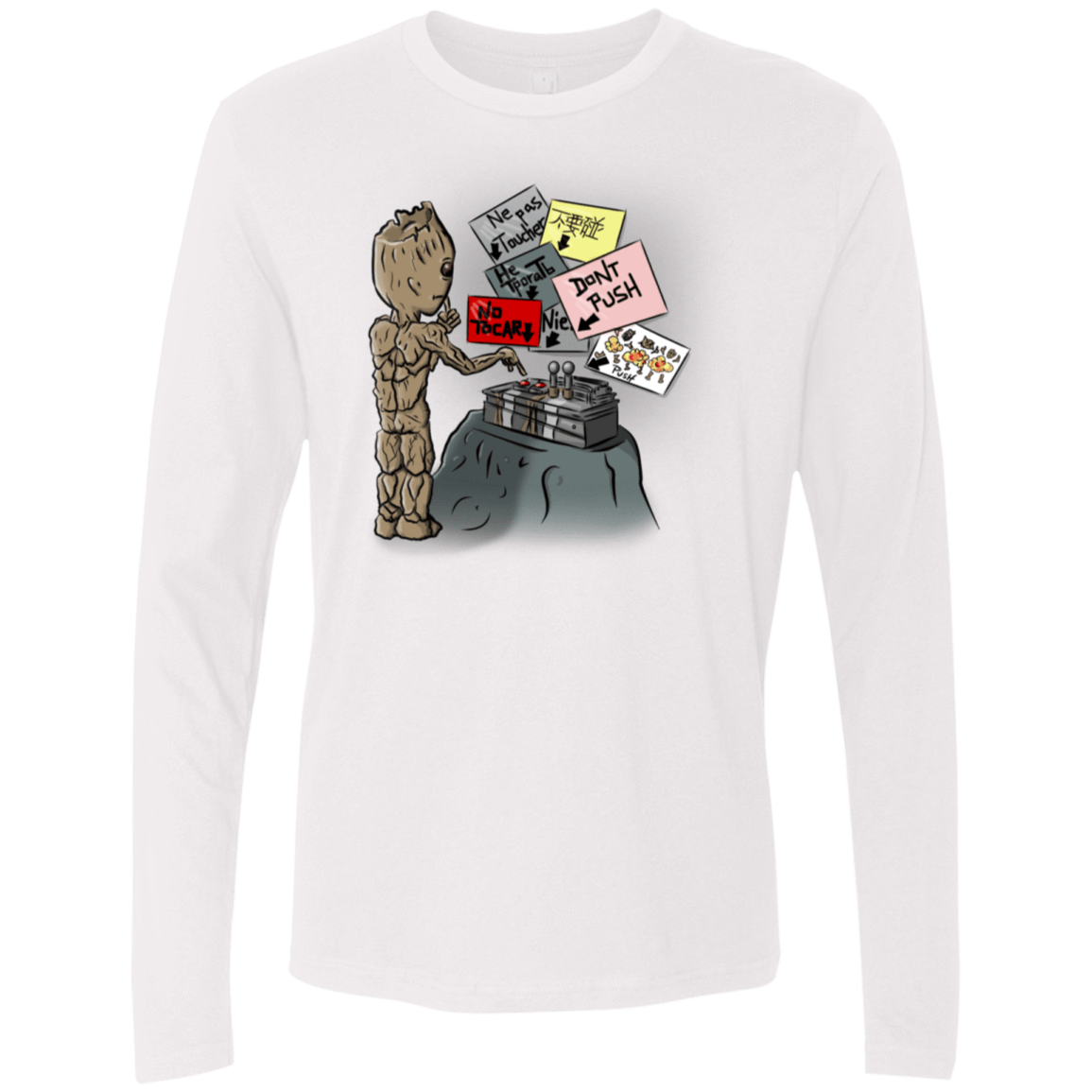 T-Shirts White / S Groot No Touch Men's Premium Long Sleeve