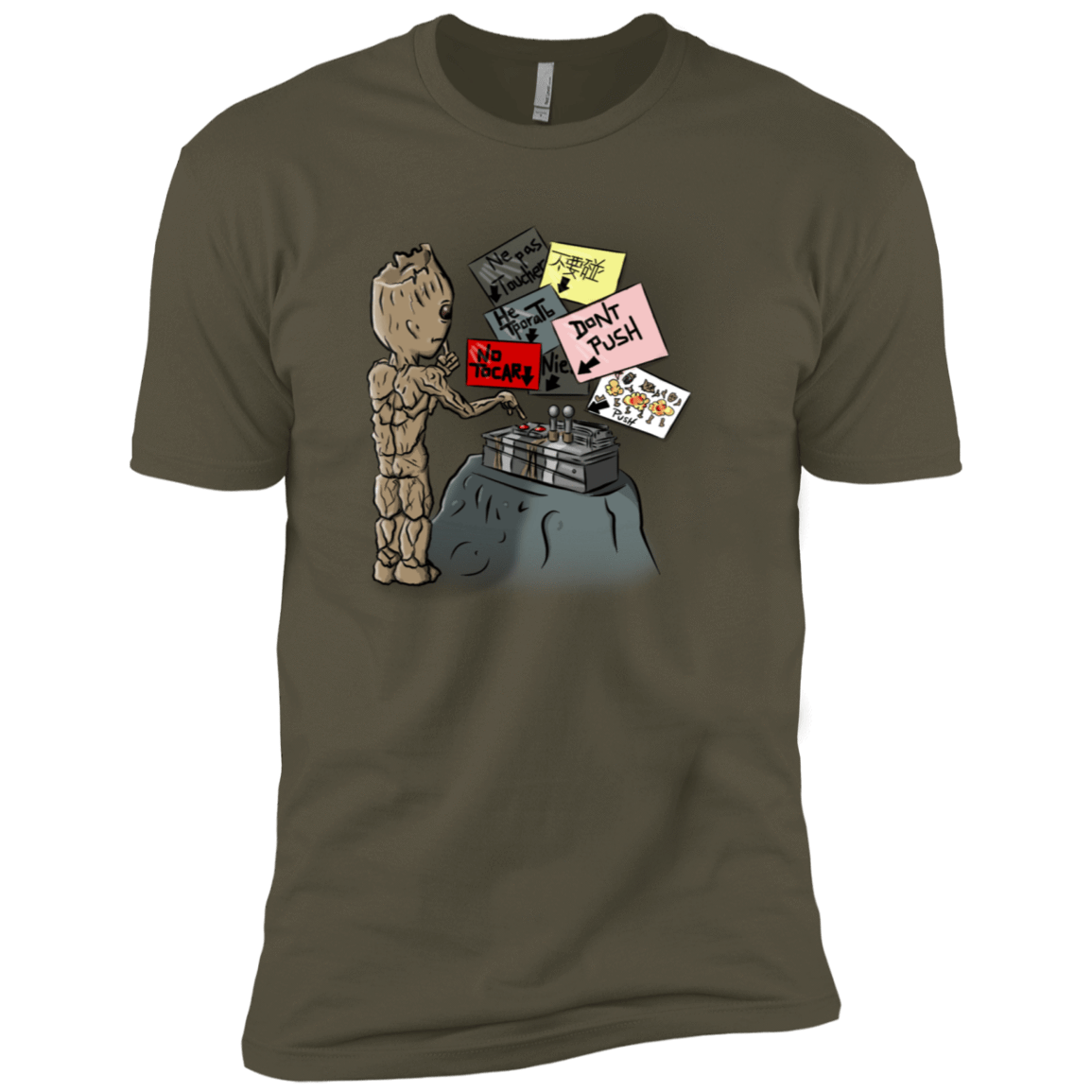 T-Shirts Military Green / X-Small Groot No Touch Men's Premium T-Shirt