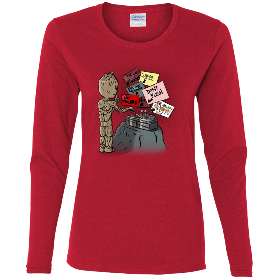 T-Shirts Red / S Groot No Touch Women's Long Sleeve T-Shirt