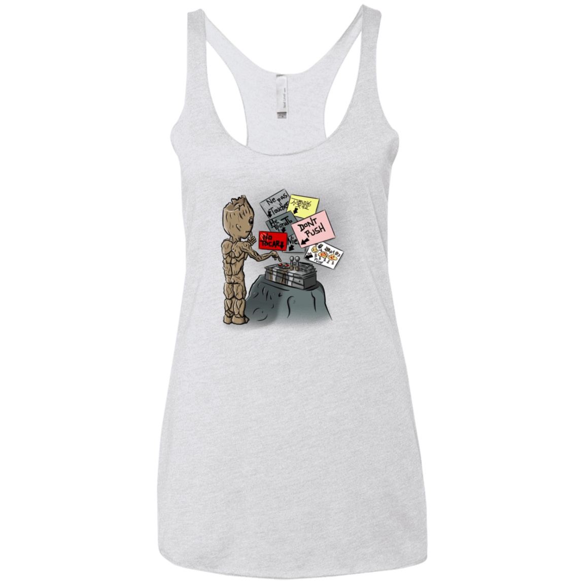 T-Shirts Heather White / X-Small Groot No Touch Women's Triblend Racerback Tank