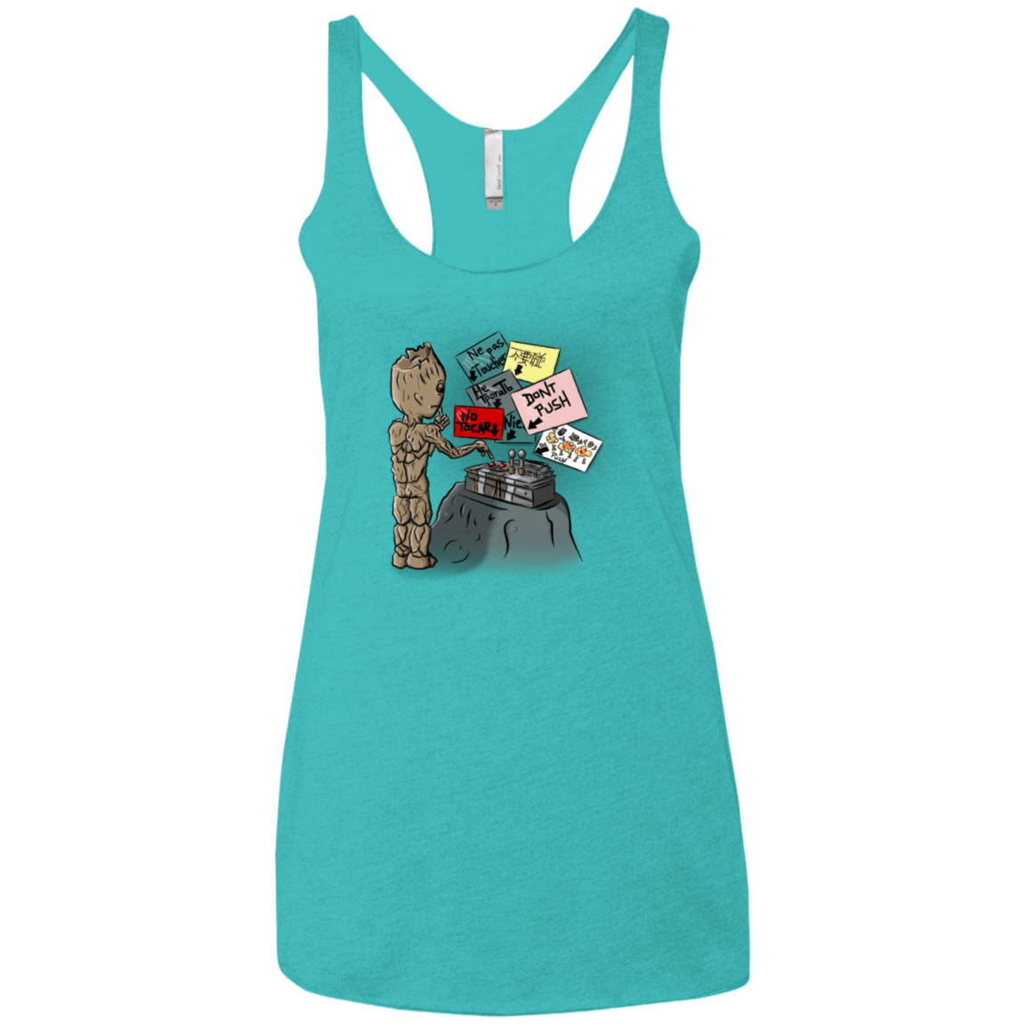 T-Shirts Tahiti Blue / X-Small Groot No Touch Women's Triblend Racerback Tank