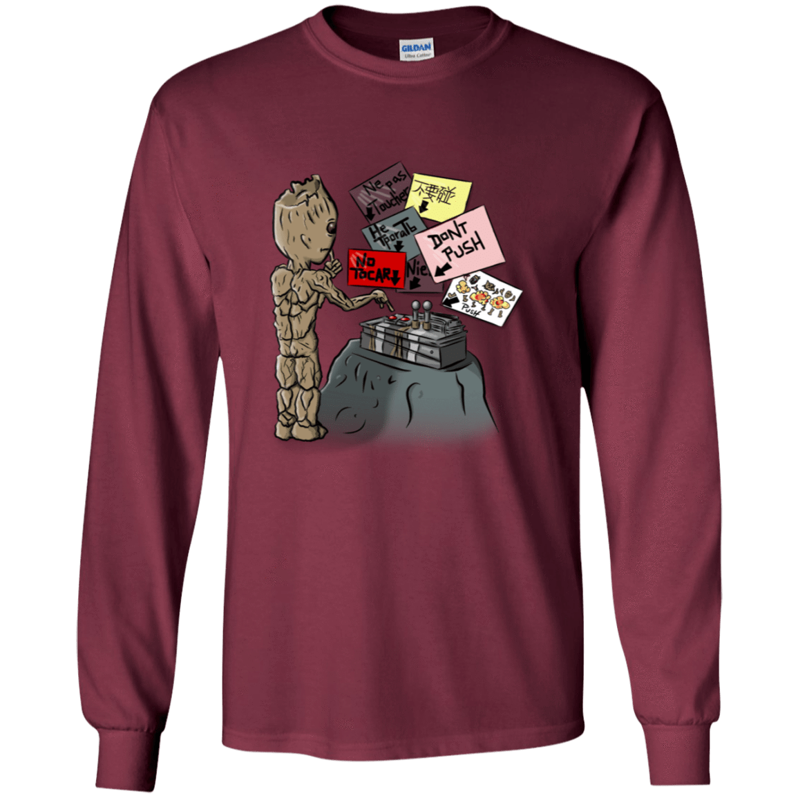 T-Shirts Maroon / YS Groot No Touch Youth Long Sleeve T-Shirt