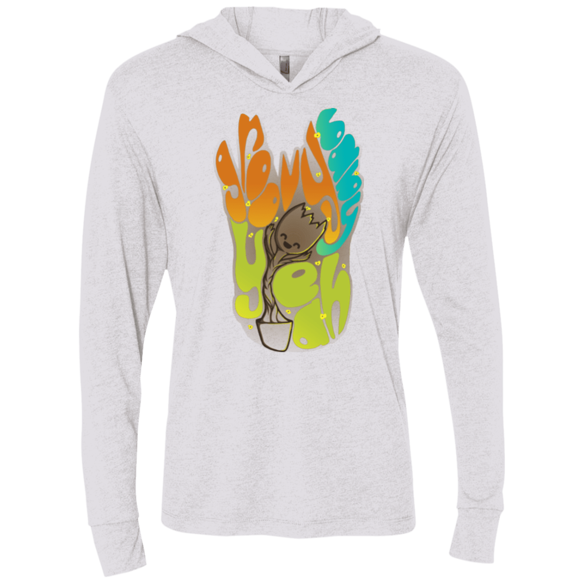 T-Shirts Heather White / X-Small Groovy Baby Triblend Long Sleeve Hoodie Tee