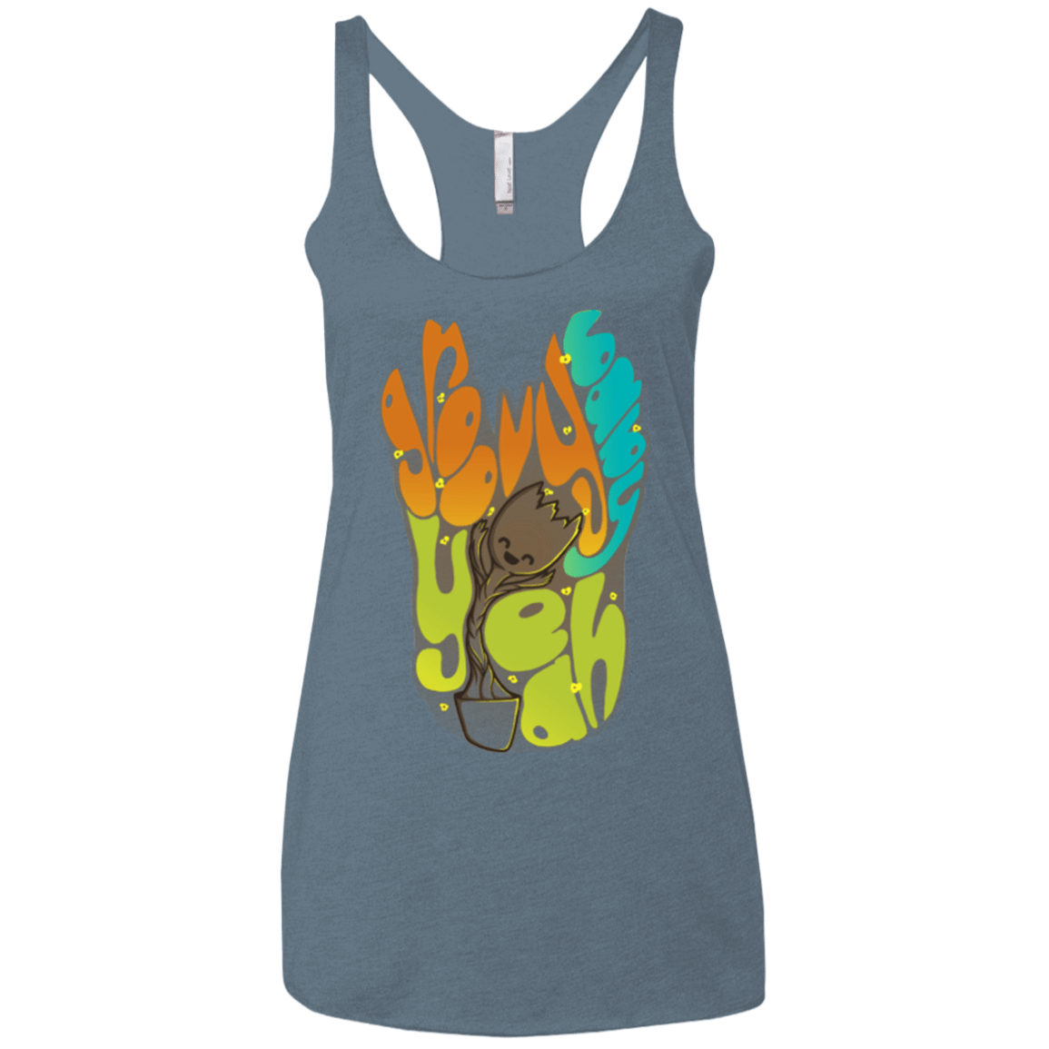 T-Shirts Indigo / X-Small Groovy Baby Women's Triblend Racerback Tank