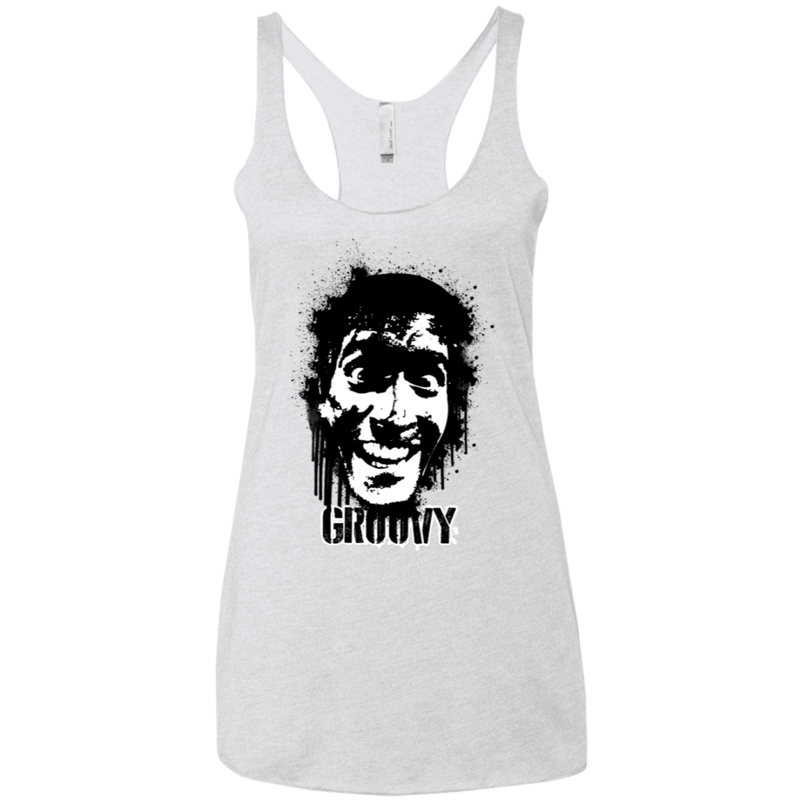 T-Shirts Heather White / X-Small Groovy Women's Triblend Racerback Tank
