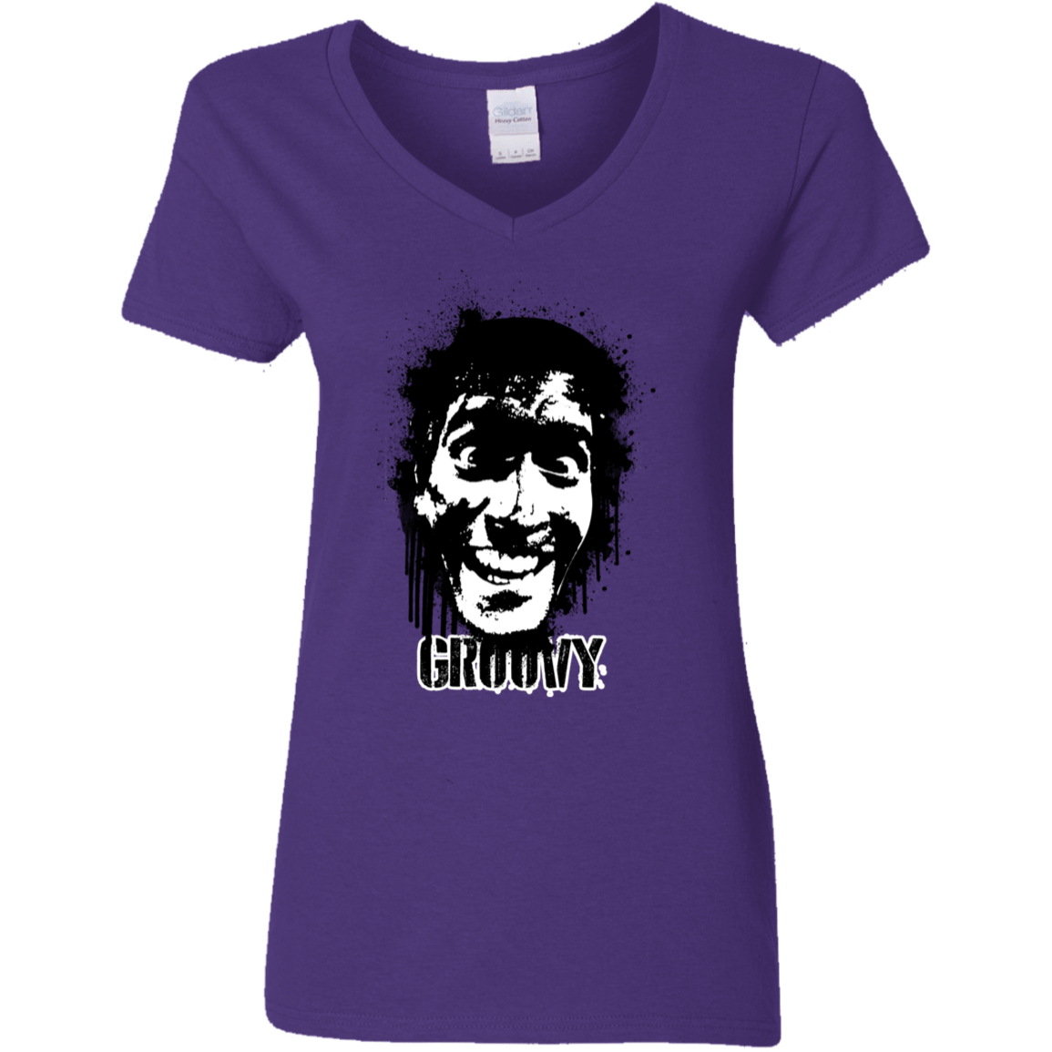T-Shirts Purple / S Groovy Women's V-Neck T-Shirt
