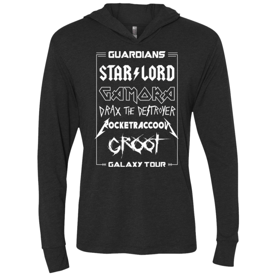 T-Shirts Vintage Black / X-Small Guardians Galaxy Tour Triblend Long Sleeve Hoodie Tee