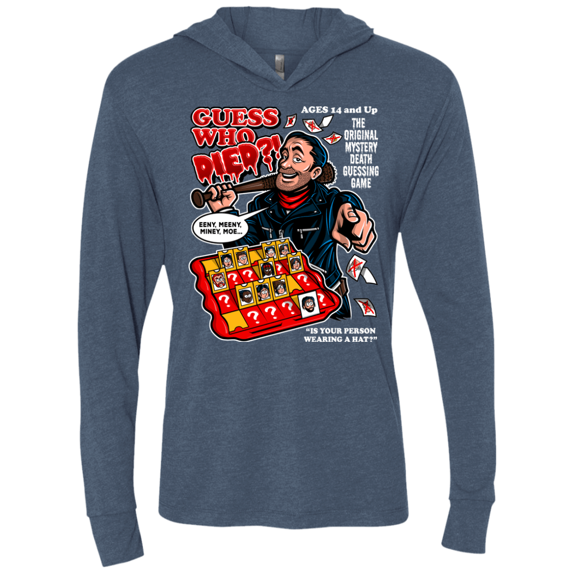 T-Shirts Indigo / X-Small Guess who Died Triblend Long Sleeve Hoodie Tee