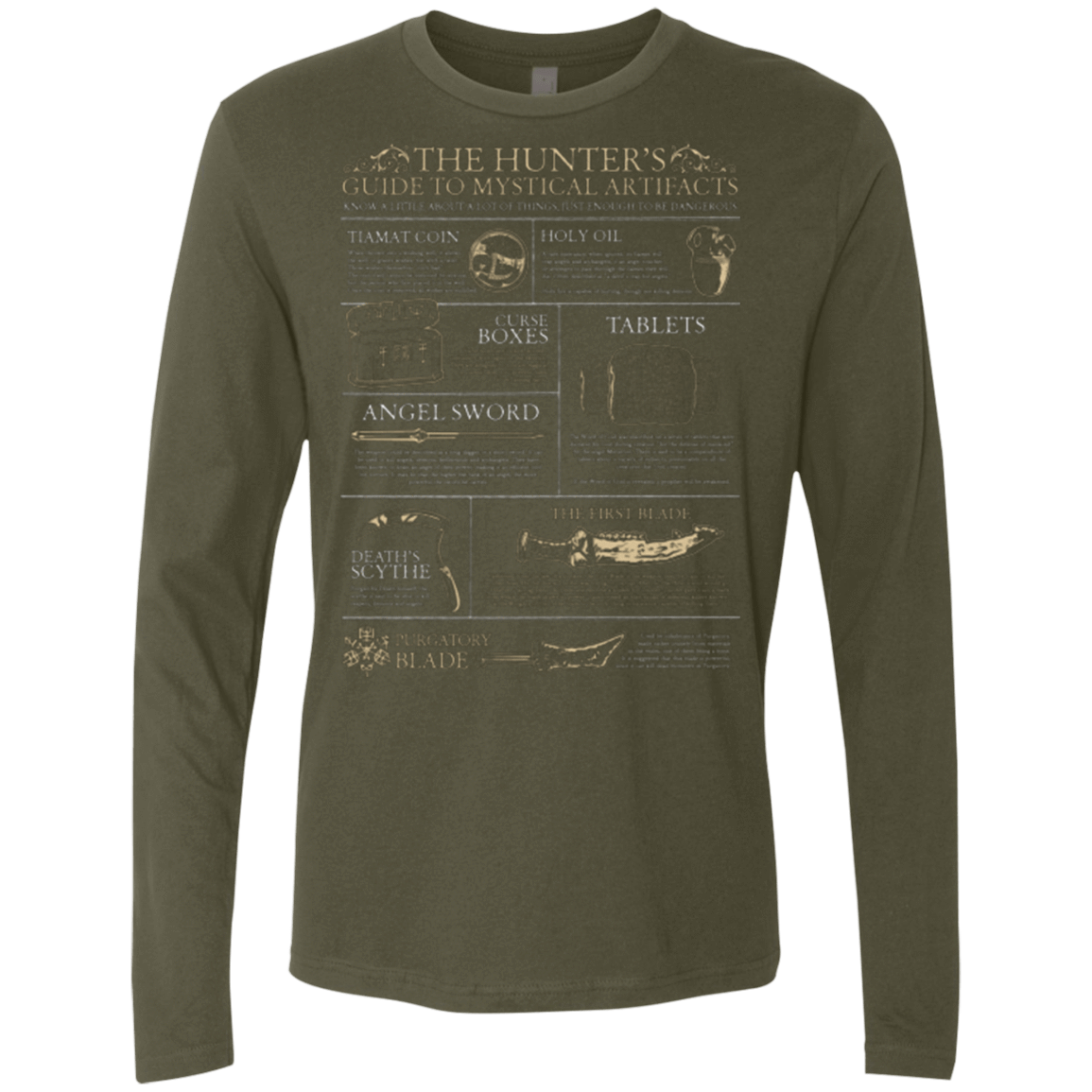T-Shirts Military Green / Small Guide To Mystical Artifacts Men's Premium Long Sleeve