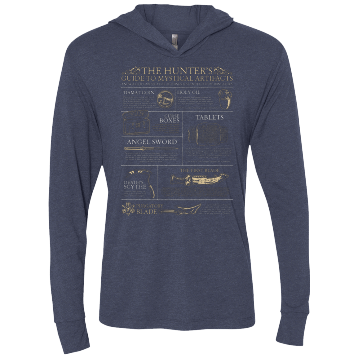 T-Shirts Vintage Navy / X-Small Guide To Mystical Artifacts Triblend Long Sleeve Hoodie Tee