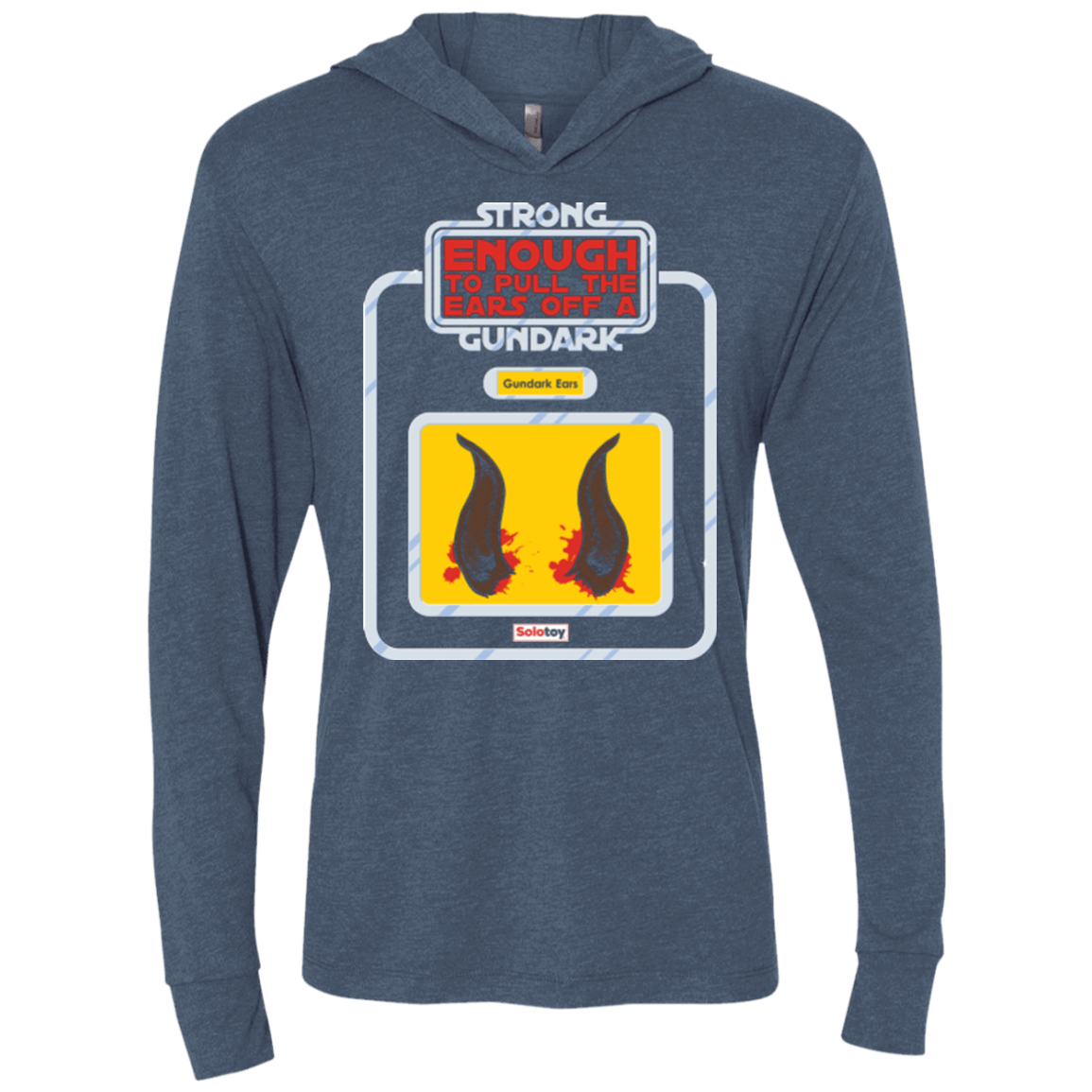 T-Shirts Indigo / X-Small Gundark Ears Triblend Long Sleeve Hoodie Tee