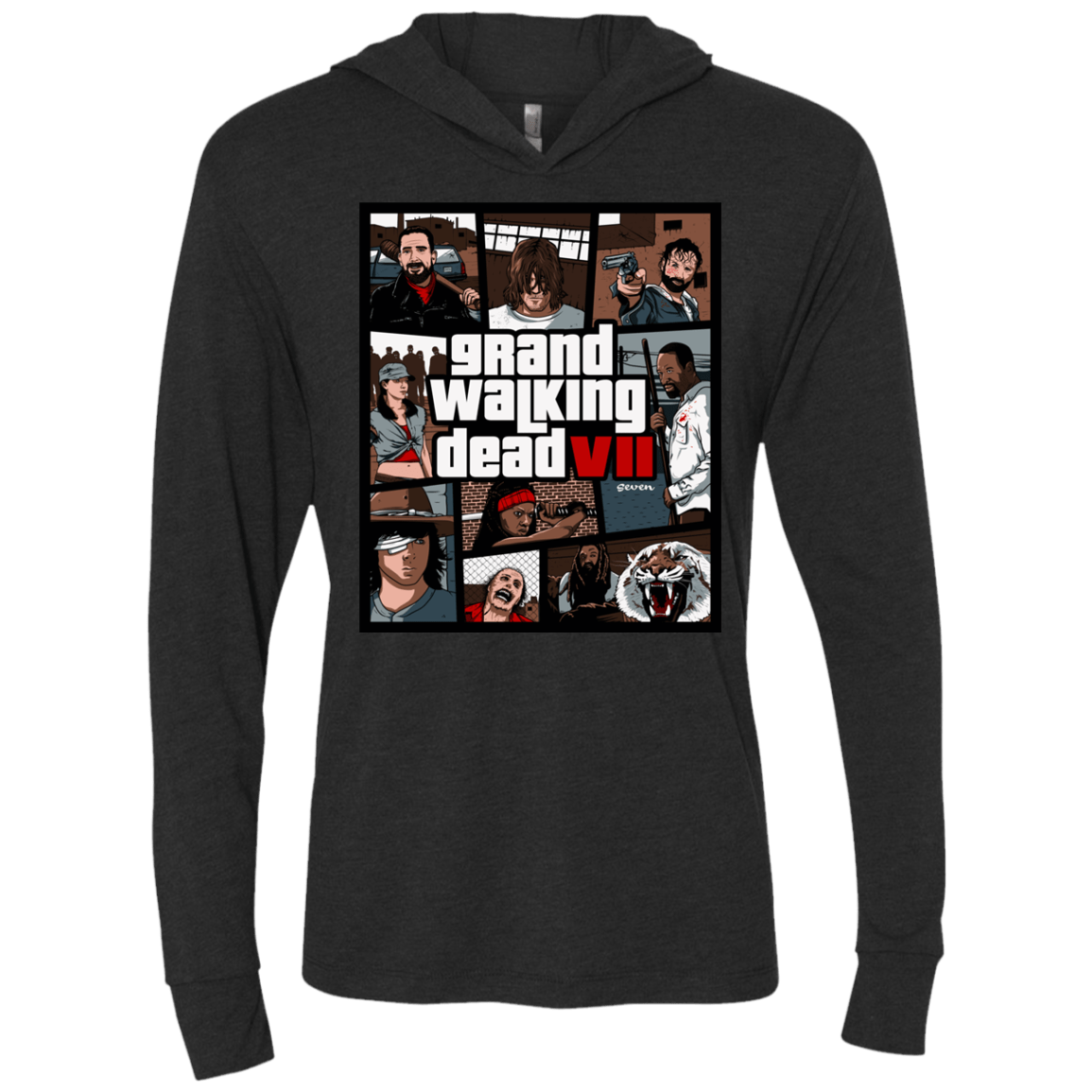 T-Shirts Vintage Black / X-Small GWD7 Triblend Long Sleeve Hoodie Tee