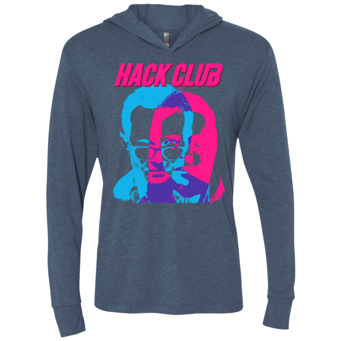 T-Shirts Indigo / X-Small Hack Club Triblend Long Sleeve Hoodie Tee
