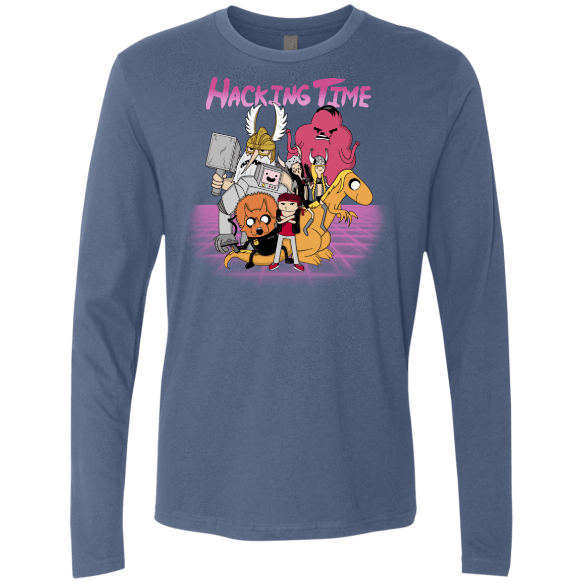 T-Shirts Indigo / S HACKING TIME Men's Premium Long Sleeve