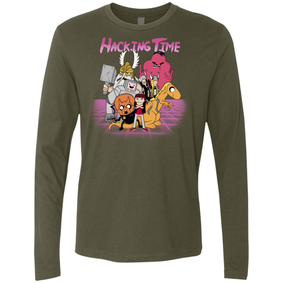 T-Shirts Military Green / S HACKING TIME Men's Premium Long Sleeve