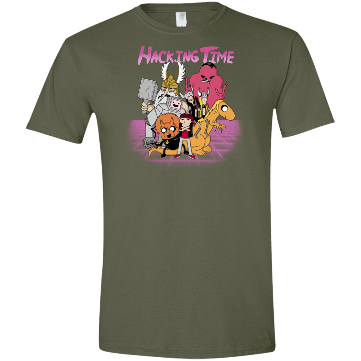 T-Shirts Military Green / S HACKING TIME Men's Semi-Fitted Softstyle