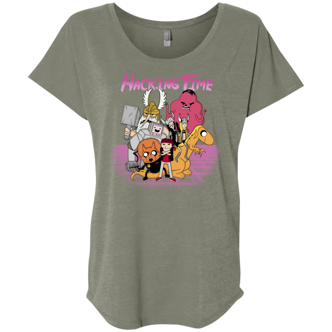 T-Shirts Venetian Grey / X-Small HACKING TIME Triblend Dolman Sleeve