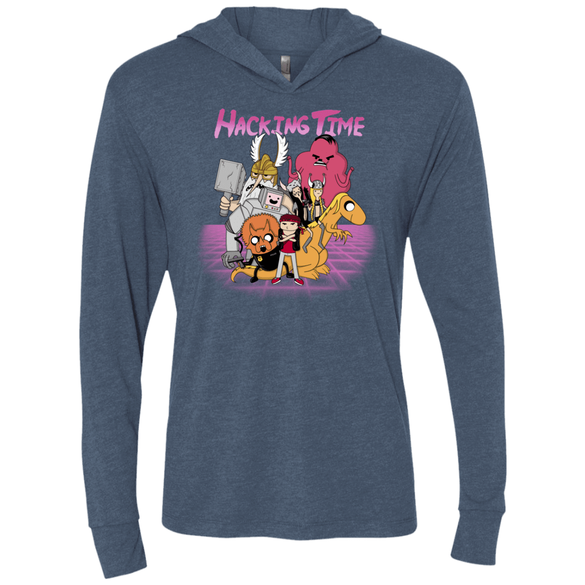 T-Shirts Indigo / X-Small HACKING TIME Triblend Long Sleeve Hoodie Tee