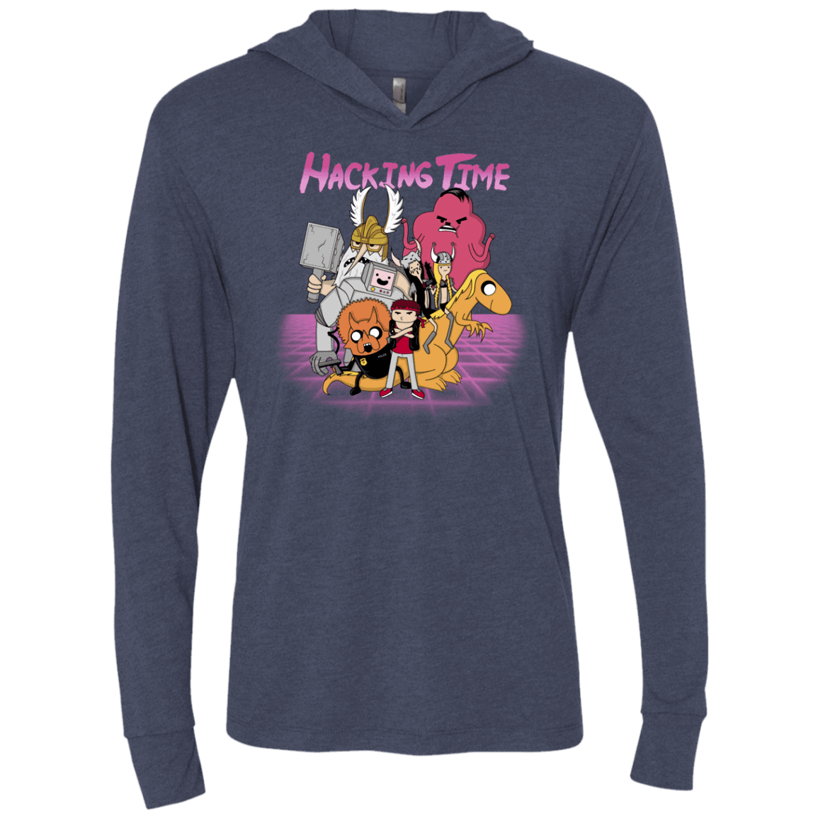 T-Shirts Vintage Navy / X-Small HACKING TIME Triblend Long Sleeve Hoodie Tee