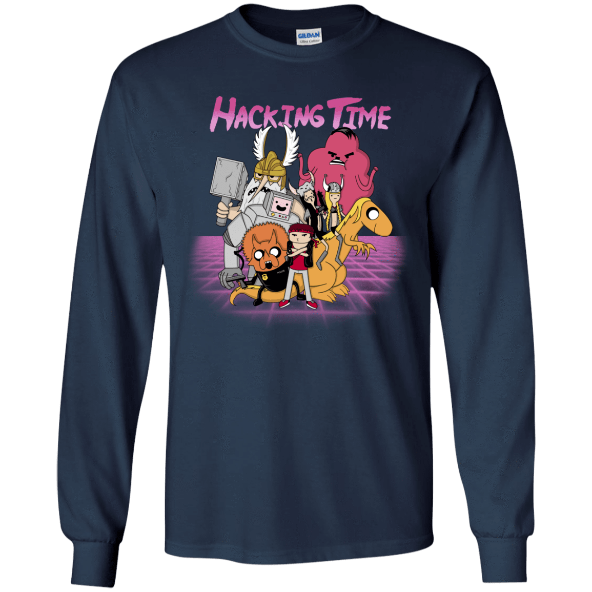 T-Shirts Navy / YS HACKING TIME Youth Long Sleeve T-Shirt