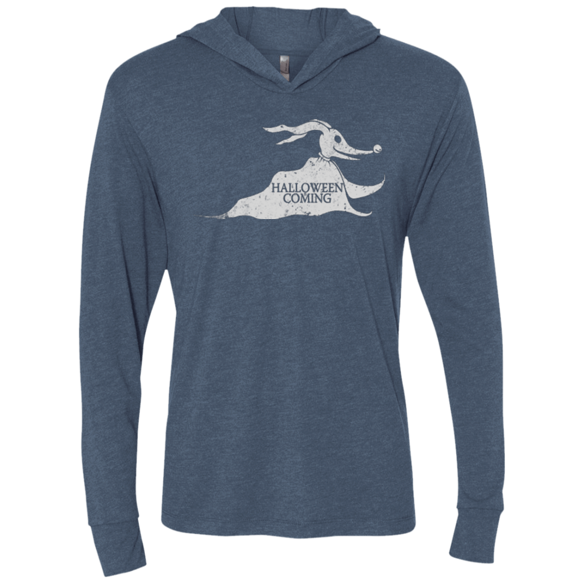 T-Shirts Indigo / X-Small Halloween Is Coming Triblend Long Sleeve Hoodie Tee