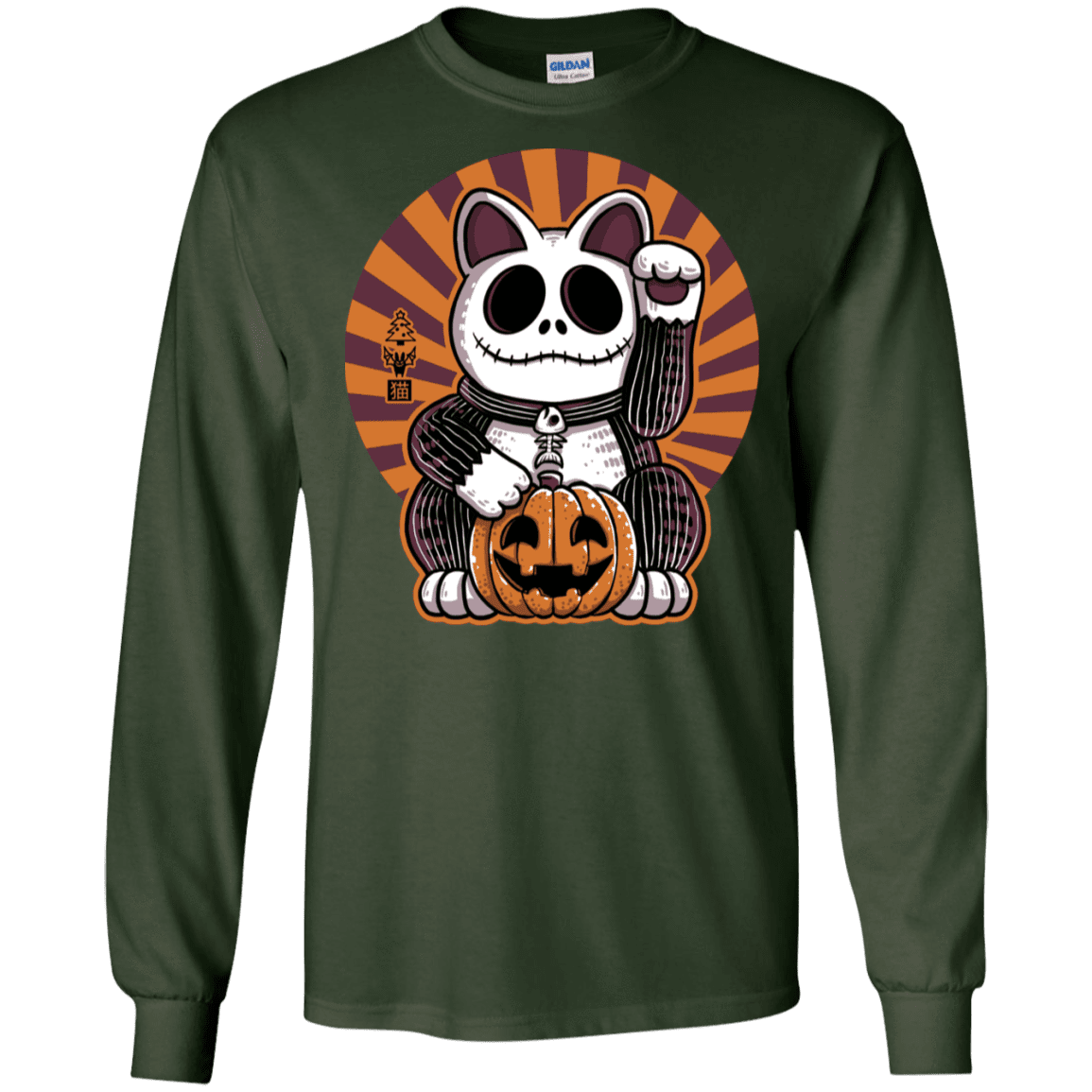 T-Shirts Forest Green / S Halloween Neko Men's Long Sleeve T-Shirt