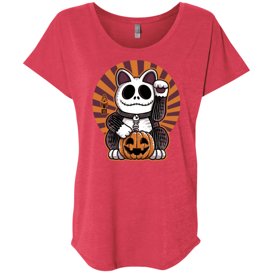 T-Shirts Vintage Red / X-Small Halloween Neko Triblend Dolman Sleeve