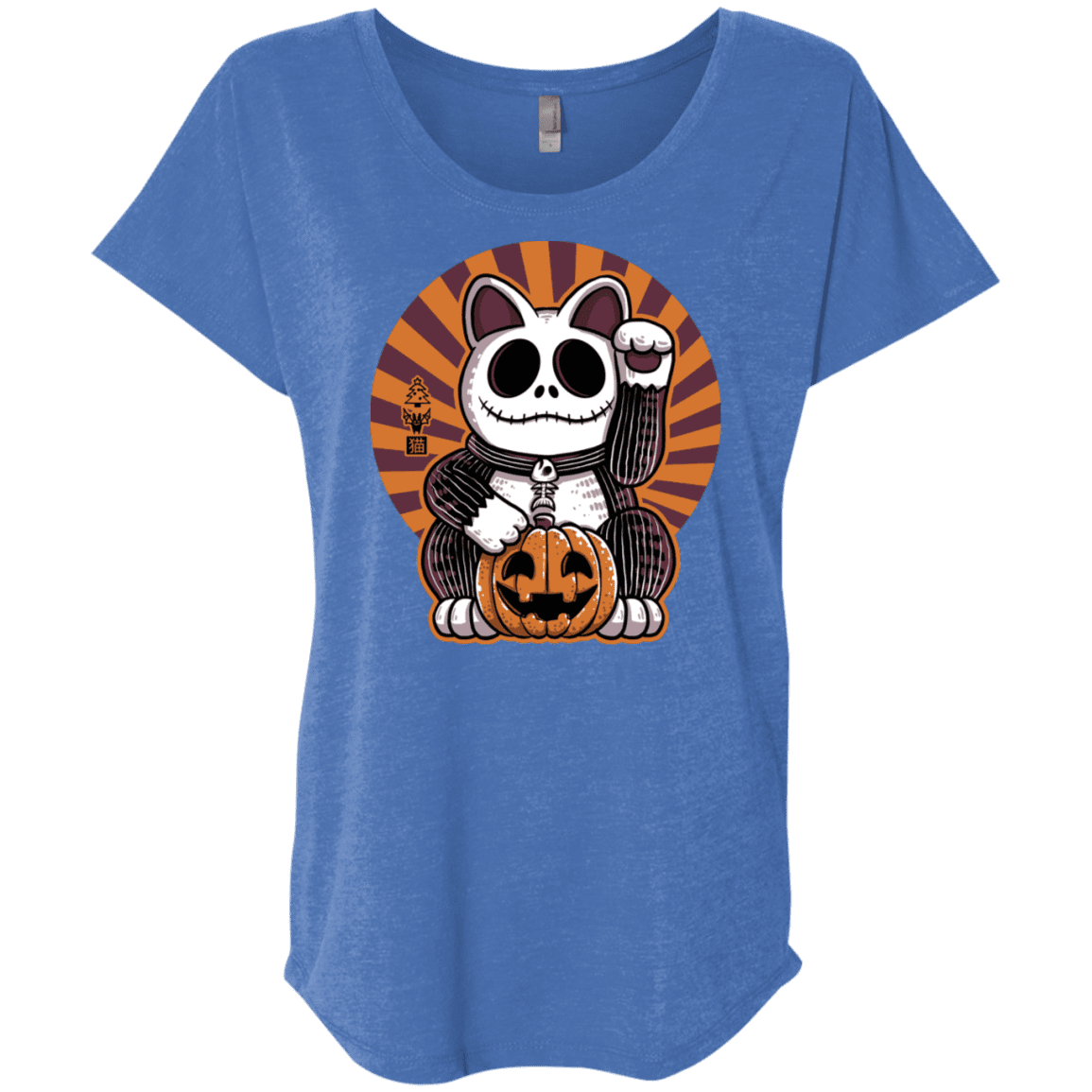 T-Shirts Vintage Royal / X-Small Halloween Neko Triblend Dolman Sleeve