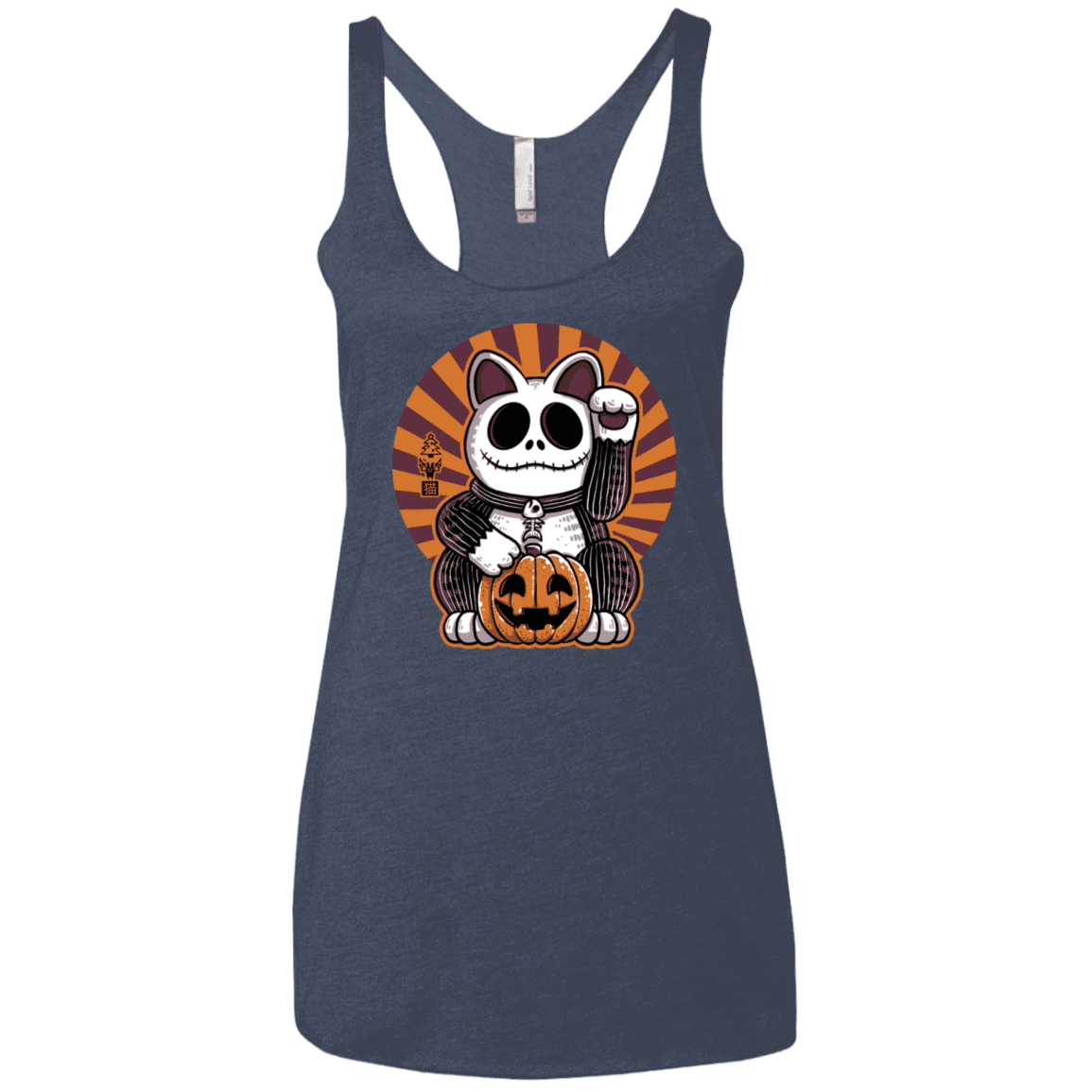 T-Shirts Vintage Navy / X-Small Halloween Neko Women's Triblend Racerback Tank