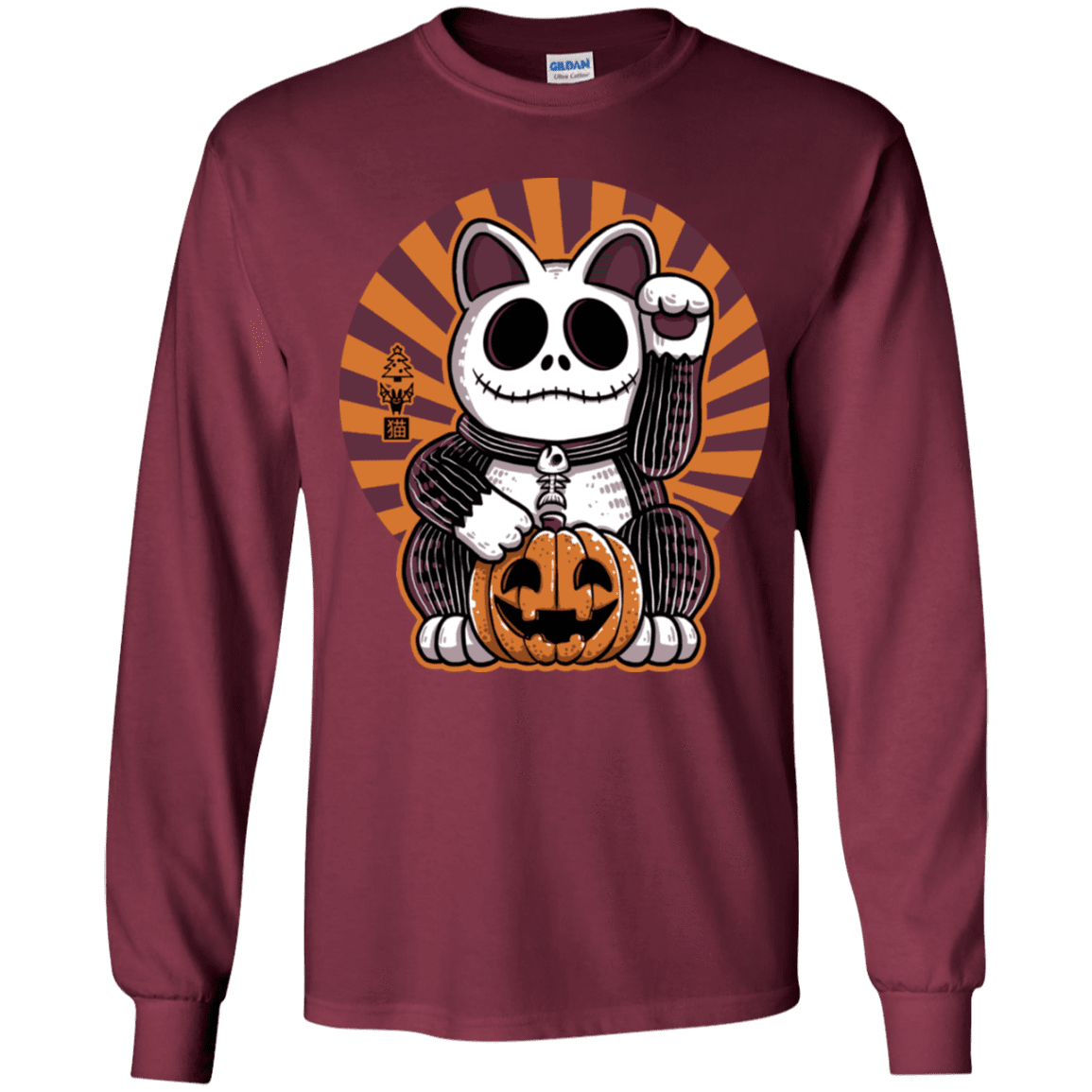 T-Shirts Maroon / YS Halloween Neko Youth Long Sleeve T-Shirt