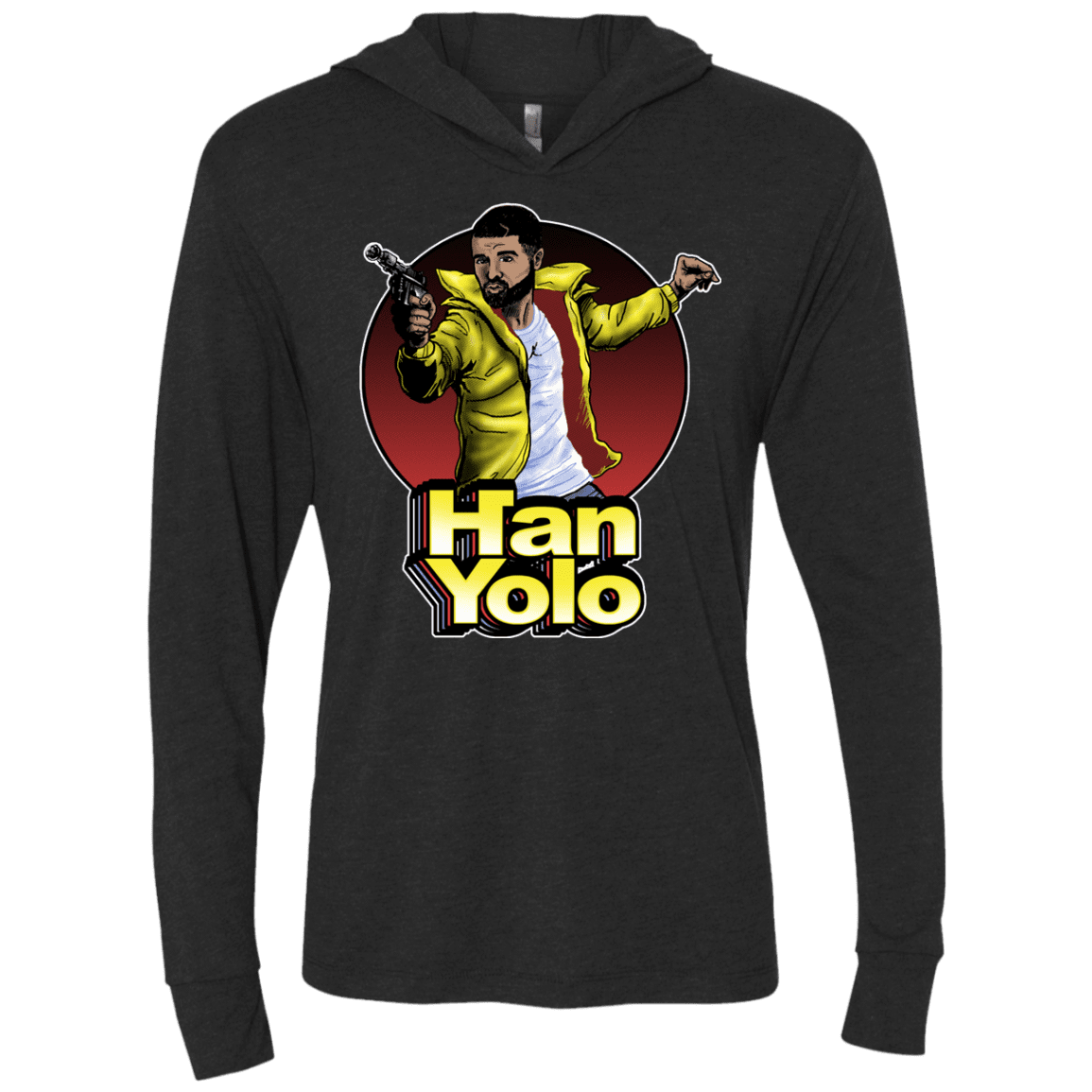 T-Shirts Vintage Black / X-Small Han Yolo Triblend Long Sleeve Hoodie Tee