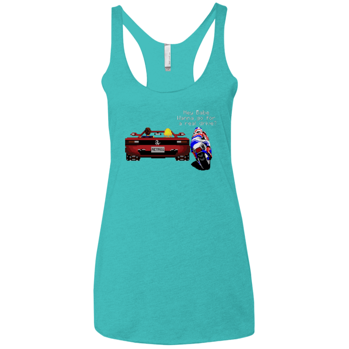 T-Shirts Tahiti Blue / X-Small Hang On to Outrun Women's Triblend Racerback Tank