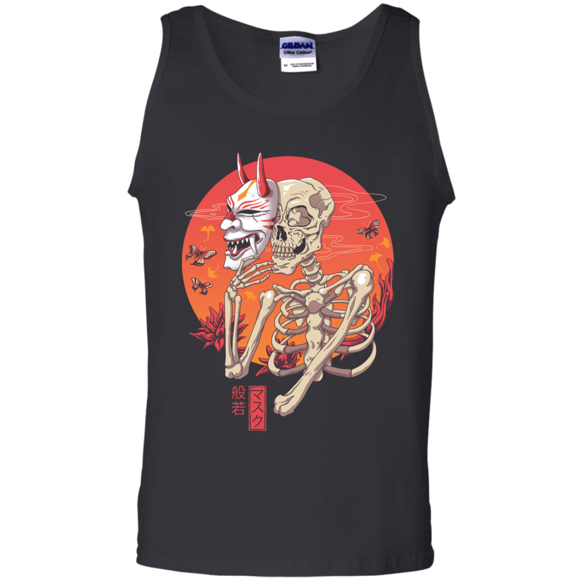 T-Shirts Black / S Hannya Yokai Mask Men's Tank Top