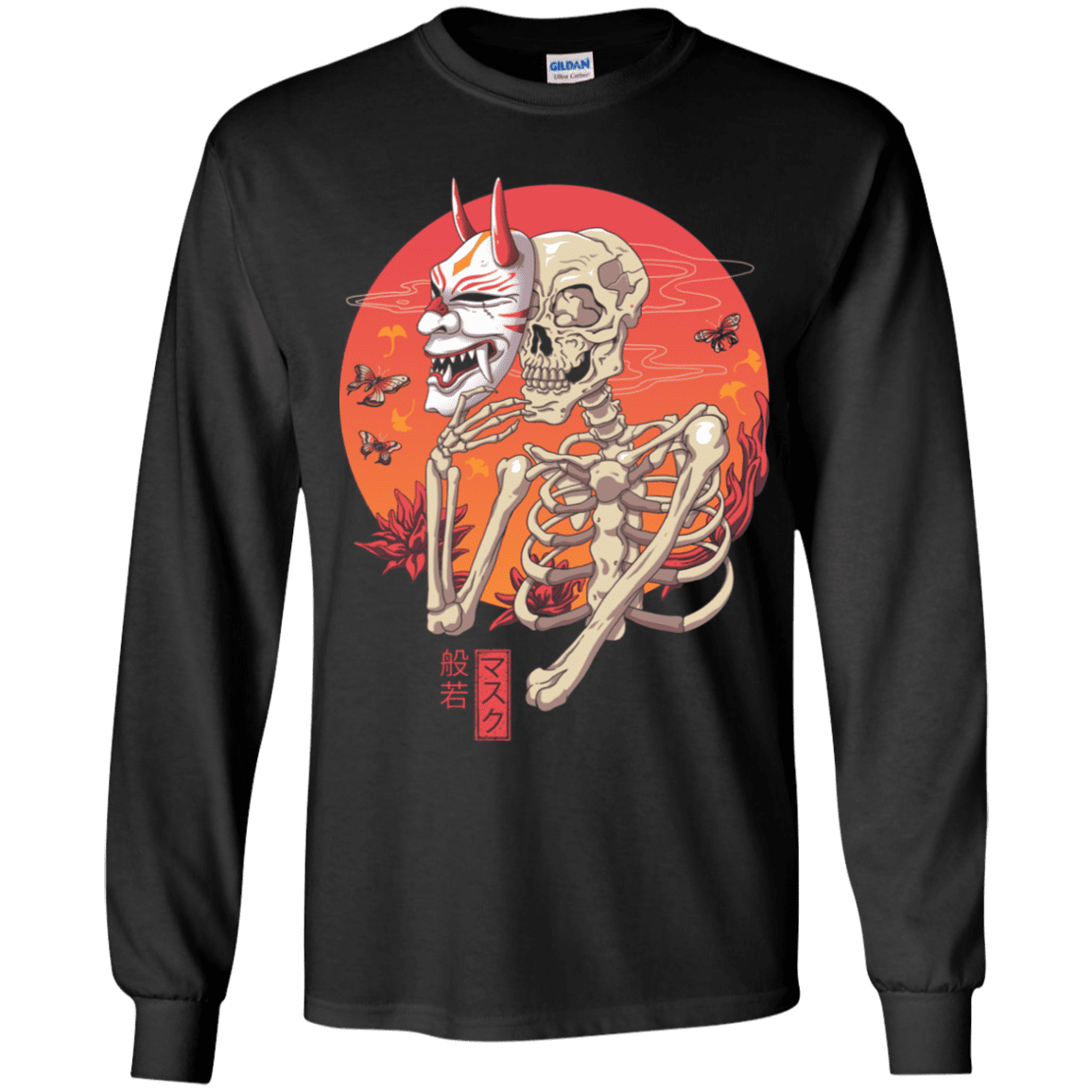 T-Shirts Black / YS Hannya Yokai Mask Youth Long Sleeve T-Shirt